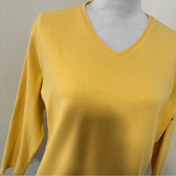 Pendleton Women’s Yellow Size Large 100% Cotton V-Neck Quarter Sleeve Comfy - Picture 2 of 10